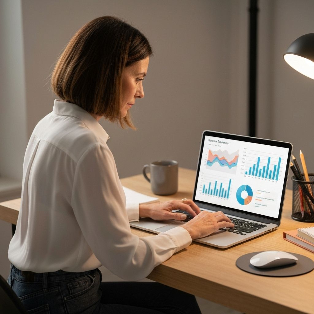 Professional freelancer analyzing business growth